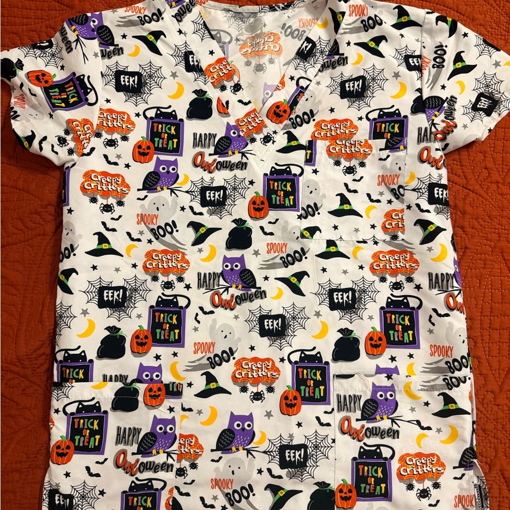 Halloween Themed Scrub Top